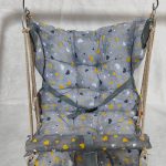 تاب تترون شیش طنابه طرح قلب زرد طوسی کد6